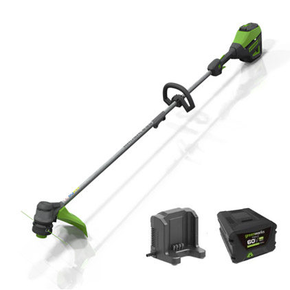Триммер аккумуляторный Greenworks GD60LT, 60V, 40 см, бесщеточный, с АКБ 6АЧ и ЗУ