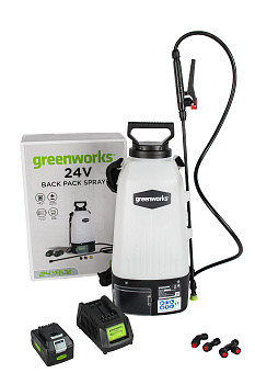 Опрыскиватель аккумуляторный Greenworks, 24V,с 1хАКБ 4 А.ч и ЗУ Опрыскиватель аккумуляторный Greenworks, 24V,с 1хАКБ 4 А.ч и ЗУ