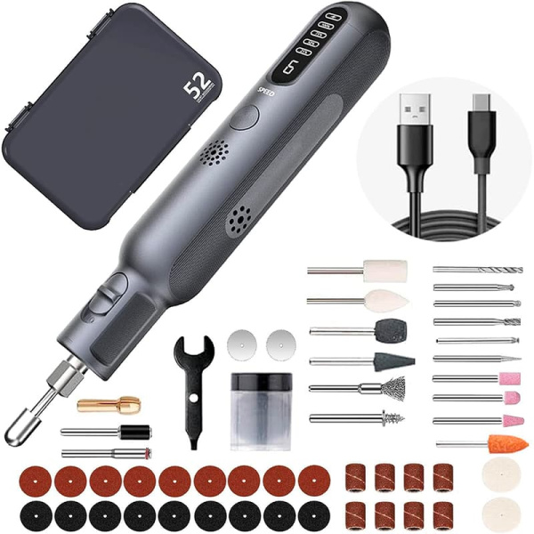 Гравер аккумуляторный Greenworks 8V, Арт.3200707, с принадлежностями 52 шт