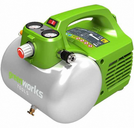 Компрессор электрический Greenworks GAC6L, 300W, 6,8 bar