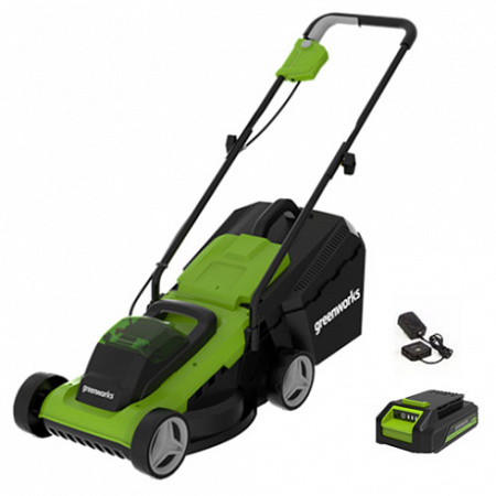 Газонокосилка аккумуляторная Greenworks G24LM33K2, 24V, 33 см, c АКБ 2АЧ и ЗУ