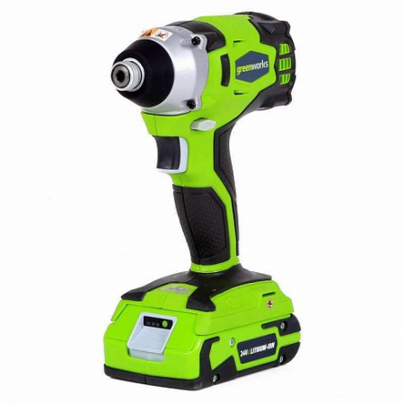 Шуруповерт ударный аккумуляторный Greenworks GD24DD, 24V, бесщеточный, без АКБ и ЗУ
